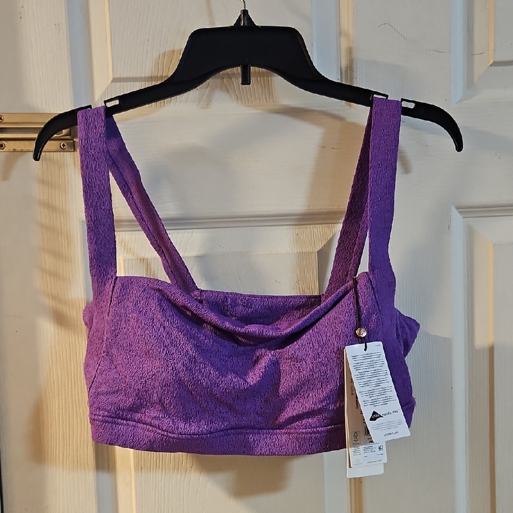 CALIA Women's Square Neck Bikini Swim Top: PURPLE PUNCH TEXTURE: NWT: SIZE L
